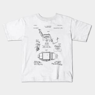 Barbers Chair Patent - Barber Art - Black And White Kids T-Shirt